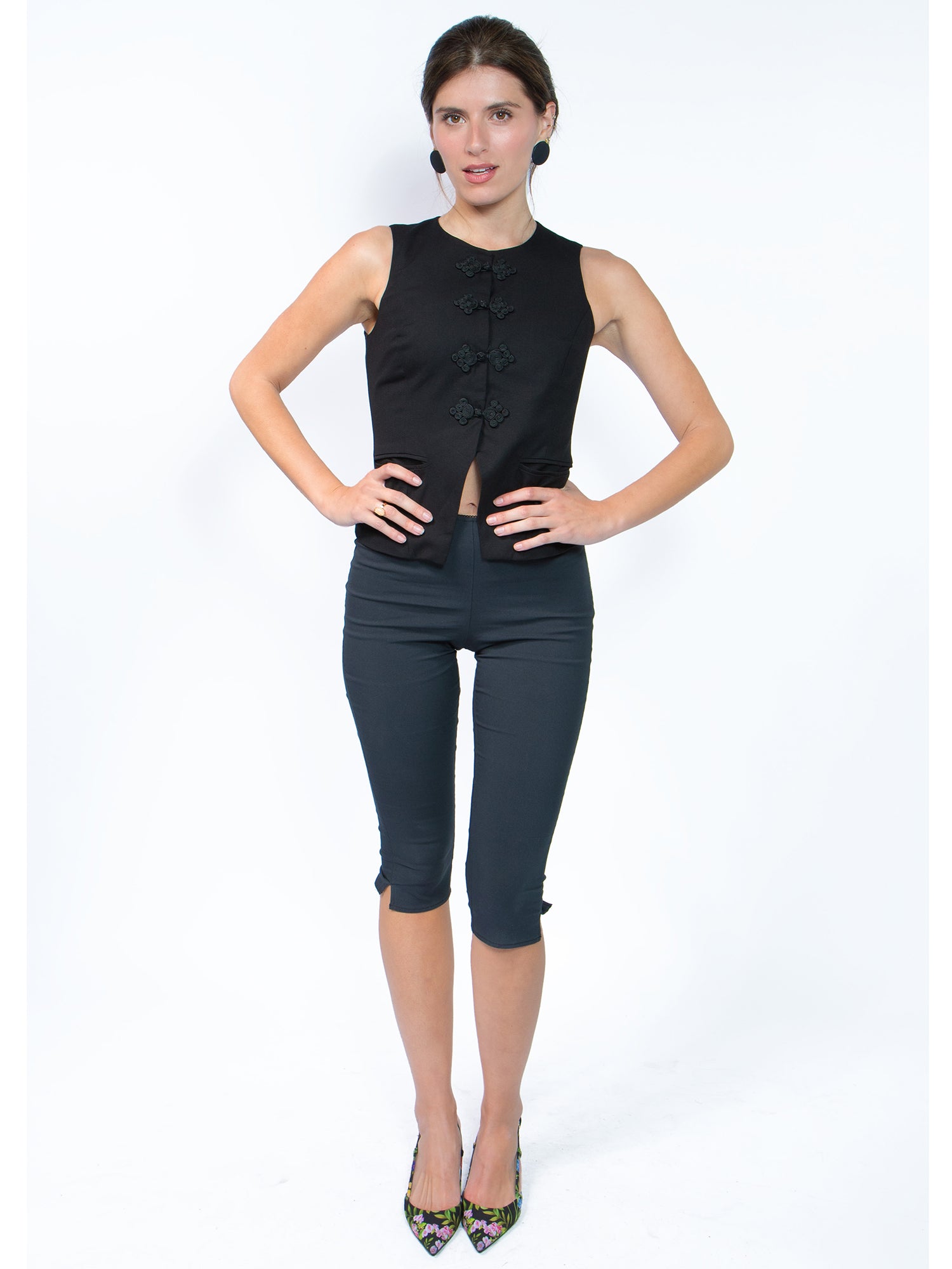 Tie Back Button Vest