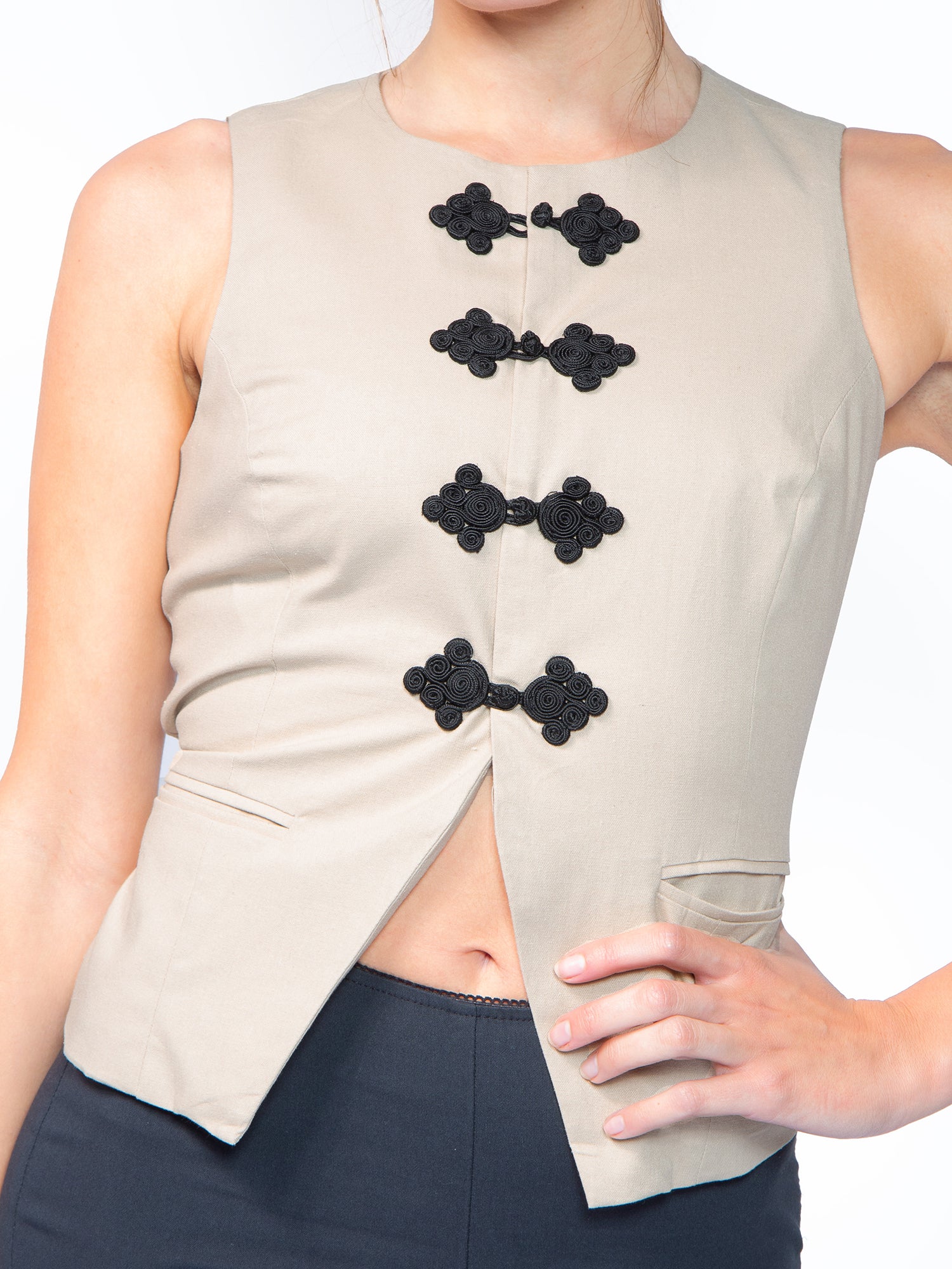 Tie Back Button Vest